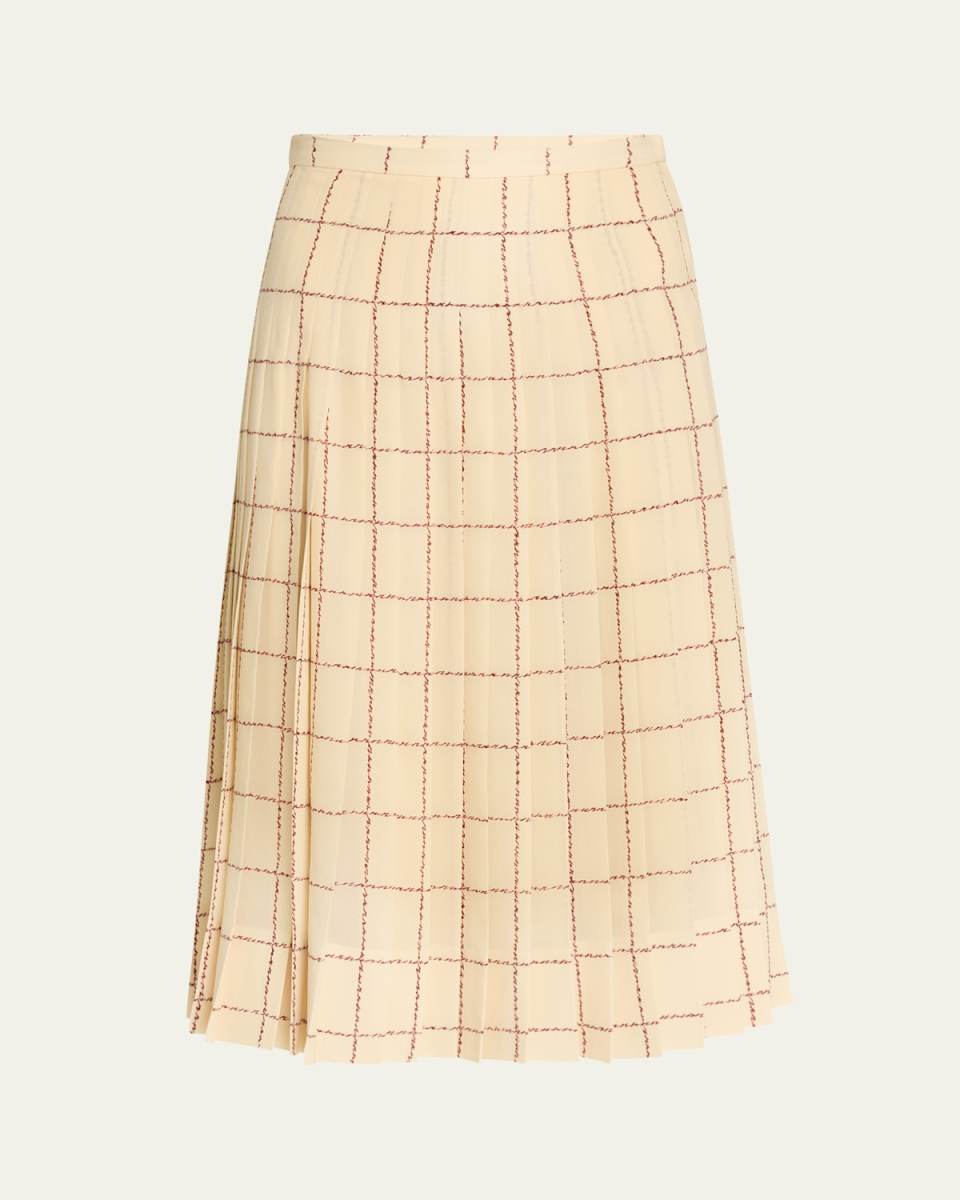 Clea Piot Check Silk Skirt